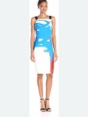 Milly Black, White & Blue Colorblock Dress